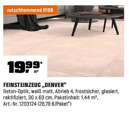 FEINSTEINZEUG „DENVER“ in Beton-Optik, 30 x 60 cm