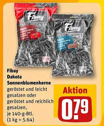 Fibay Dakota Sonnenblumenkerne geröstet und leicht gesalzen oder geröstet und reichlich gesalzen, je 140-g-Btl.