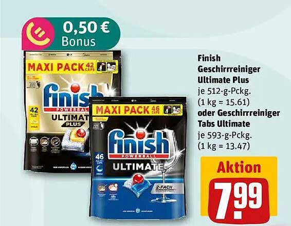 Finish Geschirrreiniger Ultimate Plus oder Tabs Ultimate - Maxi Pack