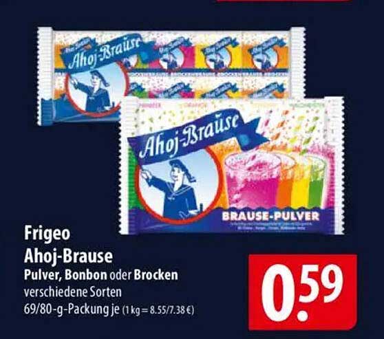 Frigeo Ahoj-Brause Pulver, Bonbon oder Brocken verschiedene Sorten