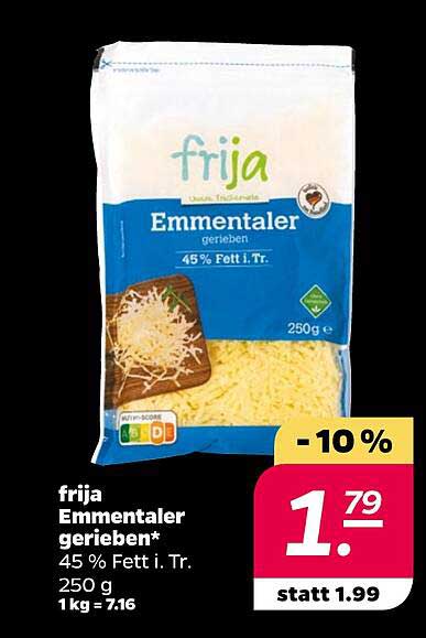 frija Emmentaler gerieben 250 g - 10% Rabatt