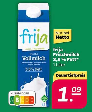 Frija Frischmilch 3,5 % Fett - 1 Liter
