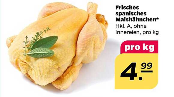 Frisches spanisches Maishähnchen - HKl. A, ohne Innereien, pro kg