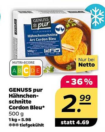 GENUSS pur Hänchenschnitte Cordon Bleu 500 g