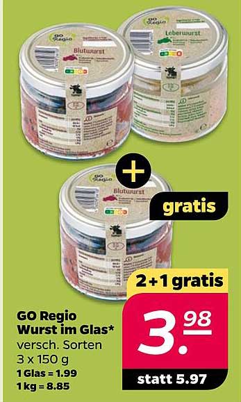GO Regio Wurst im Glas 3x150g - 2+1 gratis