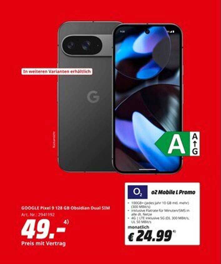 GOOGLE Pixel 9 128 GB Obsidian Dual SIM