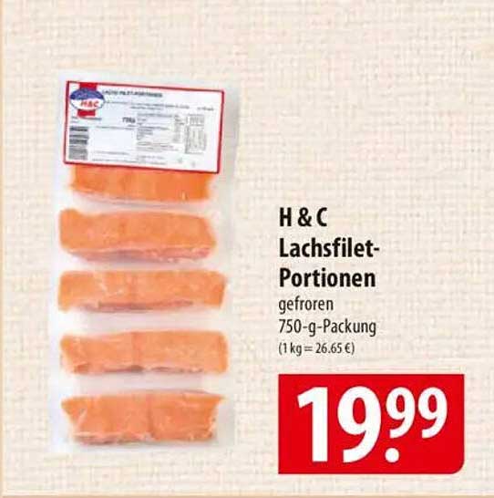 H & C Lachsfilet-Portionen gefroren 750-g-Packung