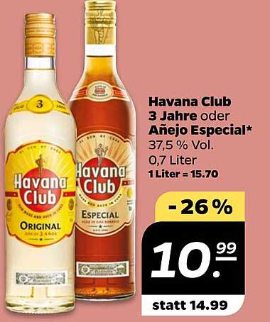 Havana Club 3 Jahre oder Añejo Especial 0,7 Liter - 26% Rabatt!