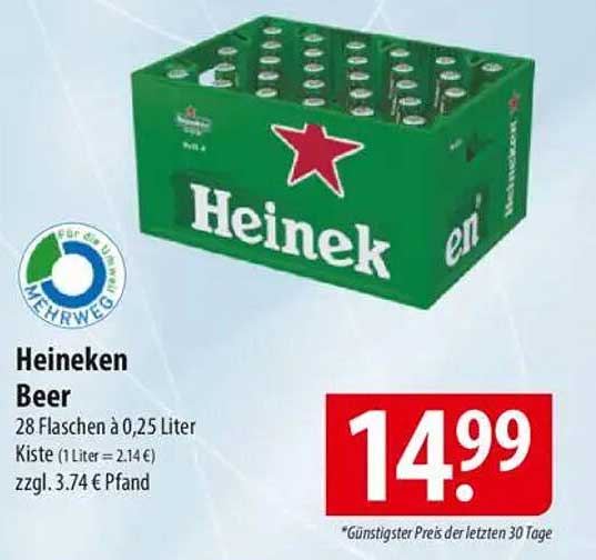Heineken Bier 28 Flaschen à 0,25 Liter