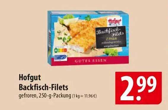 Hofgut Backfisch-Filets, 250-g-Packung