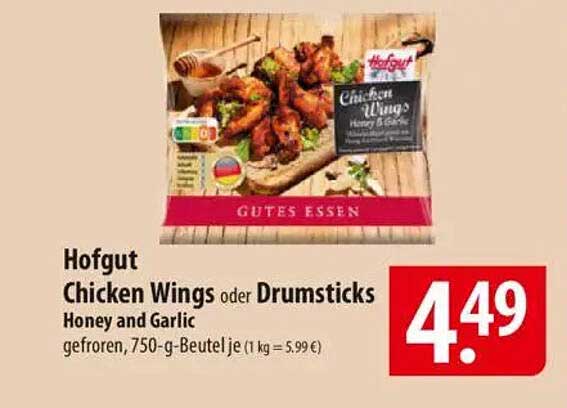 Hofgut Chicken Wings oder Drumsticks Honey and Garlic