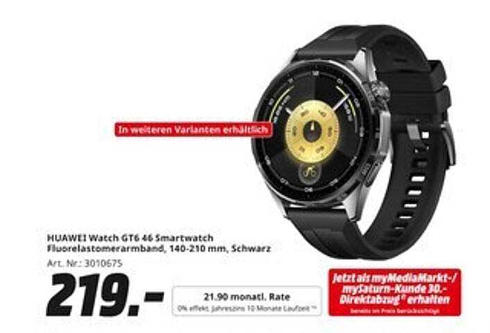 HUAWEI Watch GT6 46 Smartwatch - Fluorelastomerarmband