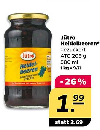 Jütro Heidelbeeren - gezuckert ATG 205 g 580 ml