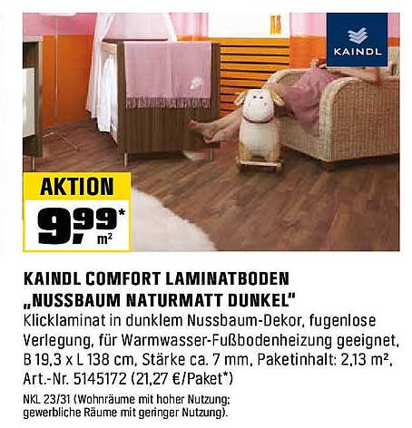 KAINDL COMFORT LAMINATBODEN „NUSSBaum NATURmatt DUNKEL“