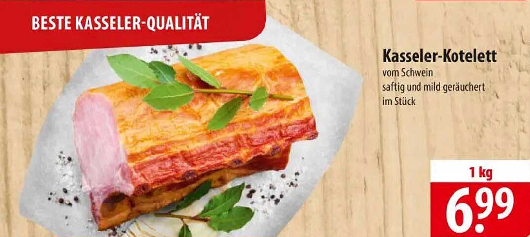 Kasseler-Kotelett vom Schwein - saftig und mild geräuchert im Stück