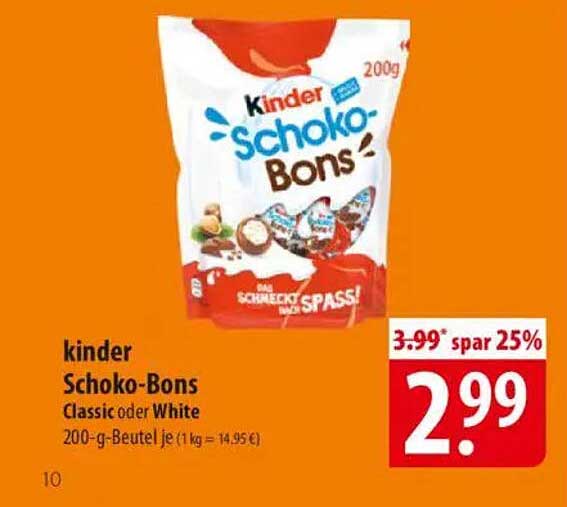 kinder Schoko-Bons Classic oder White 200-g-Beutel