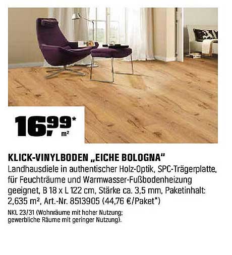 KLICK-VINYLBODEN „EICHE BOLOGNA“