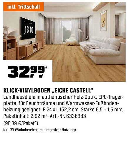 KLICK-VINYLBODEN „EICHE CASTELL“