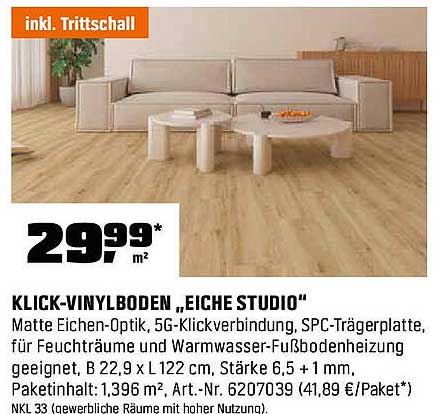 KLICK-VINYLBODEN „EICHE STUDIO“