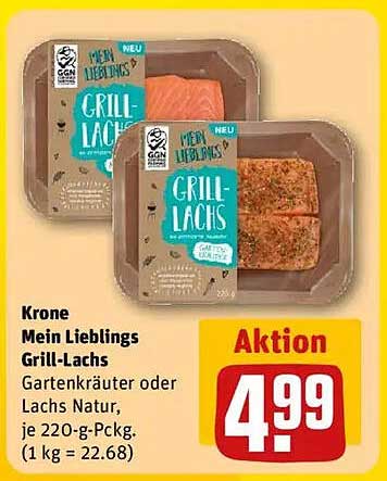 Krone Mein Lieblings Grill-Lachs – Gartenkräuter oder Lachs Natur, je 220-g-Pckg.