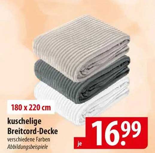 kuschelige Breitcord-Decke 180 x 220 cm