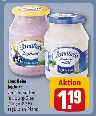 Landliebe Joghurt versch. Sorten, je 500-g-Glas
