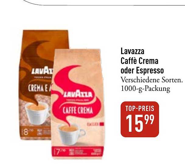 Lavazza Caffè Crema oder Espresso 1000-g-Packung