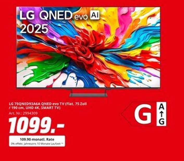 LG 75QNED93346A QNED evo TV (Flat, 75 Zoll / 190 cm, UHD 4K, SMART TV)