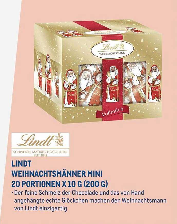 LINDT WEIHNACHTSMÄNNER MINI 20 PORTIONEN X 10 G (200 G)