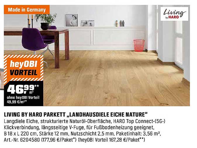 LIVING BY HARO PARKETT „LANDHAUSDIELE EICHE NATURE“