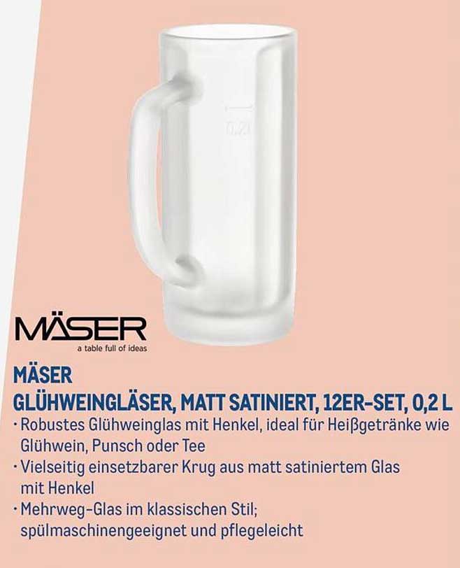 Mäser Glühweingläser, matt satiniert, 12er-Set, 0,2 L