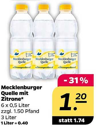 Mecklenburger Quelle mit Zitrone 6 x 0,5 Liter