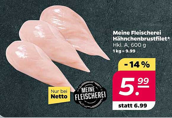 Meine Fleischerei Hähnchenbrustfilet* Hkl. A, 600 g