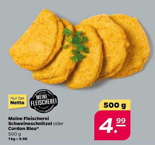 Meine Fleischerei Schweineschnitzel oder Cordon Bleu 500 g