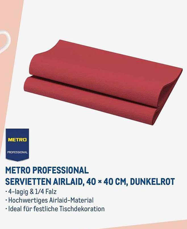 METRO PROFESSIONAL SERVIETTEN AIRLAID, 40 * 40 CM, DUNKELROT