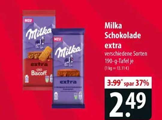 Milka Schokolade extra verschiedene Sorten 190-g-Tafel je