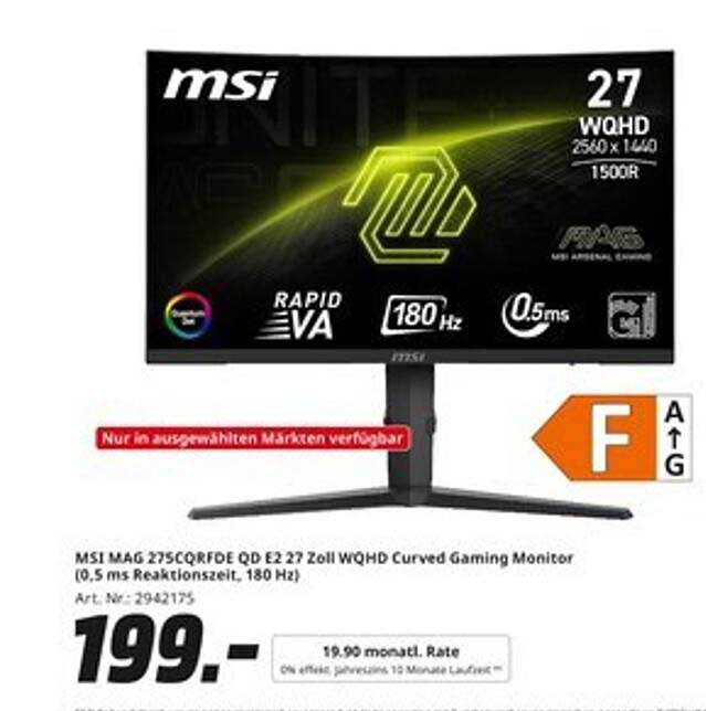 MSI MAG 275CQRDE QD E2 27 Zoll WQHD Curved Gaming Monitor