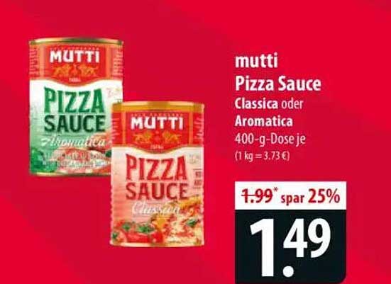 Mutti Pizza Sauce Classica oder Aromatica 400-g-Dose
