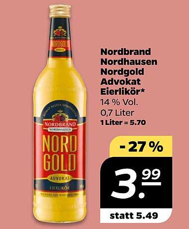 Nordbrand Nordhausen Nordgold Advokat Eierlikör 0,7 Liter