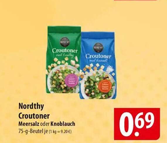 Nordthy Croutoner Meersalz oder Knoblauch 75-g-Beutel