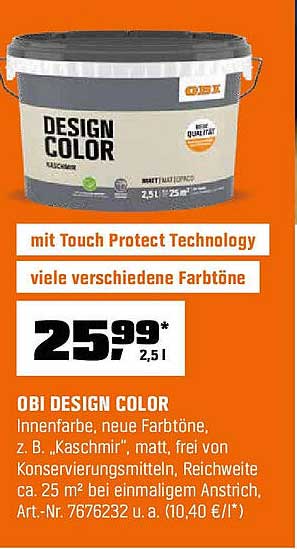 OBI DESIGN COLOR Innenfarbe, 2,5 l