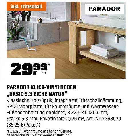 PARADOR KLICK-VINYLBODEN „BASIC 5.3 EICHE NATUR“
