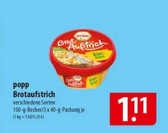 pop Brotaufstrich verschiedene Sorten 150-g-Becher