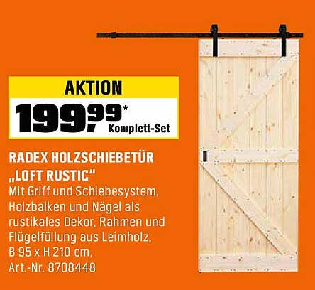 RADDEX HOLZSCHIEBETÜR "LOFT RUSTIC" - Komplett-Set