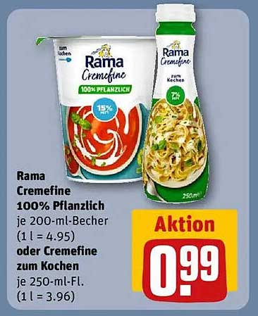 Rama Cremefine 100% Pflanzlich oder Cremefine zum Kochen