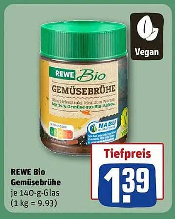REWE Bio Gemüsebrühe 140-g-Glas