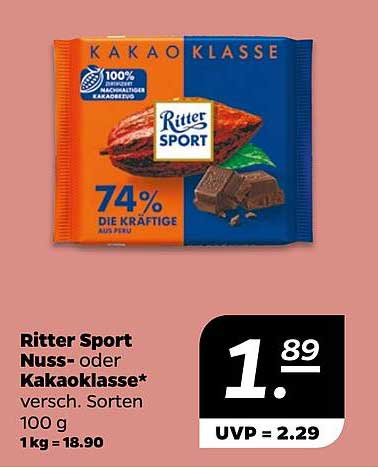 Ritter Sport Nuss- oder Kakaoklasse 100 g