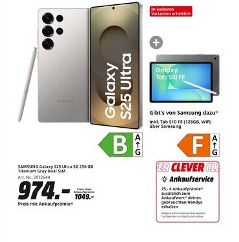 SAMSUNG Galaxy S25 Ultra 5G 256 GB Titanium Gray Dual SIM + Galaxy Tab S10 FE