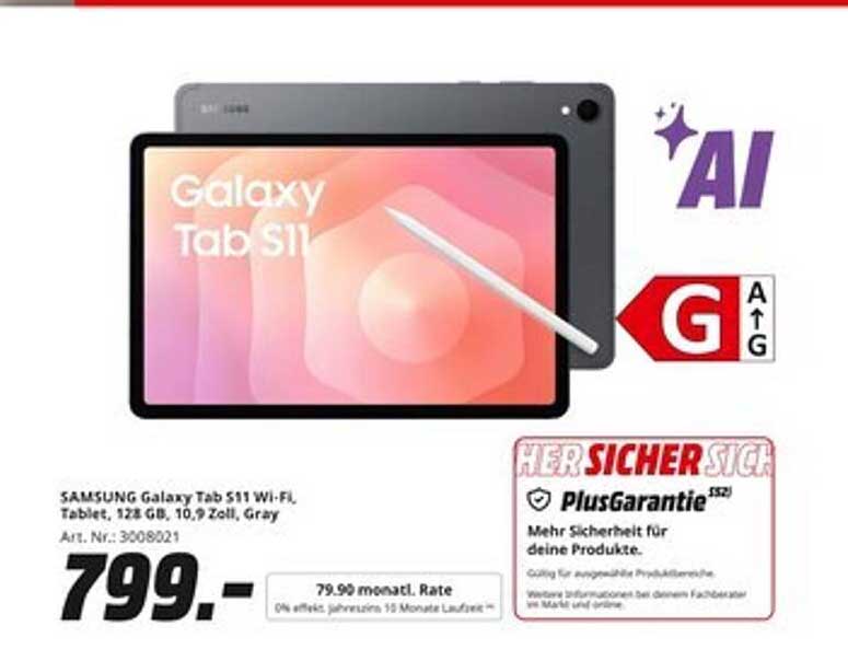 SAMSUNG Galaxy Tab S11 Wi-Fi, Tablet, 128 GB, 10,9 Zoll, Gray