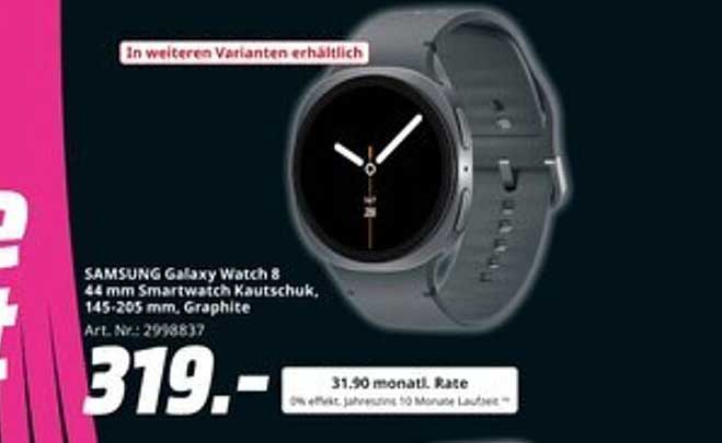 SAMSUNG Galaxy Watch 8 44 mm Smartwatch Kautschuk Graphite